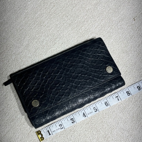 All Saints Black Leather Snakeskin Envelope Style Wallet - Picture 2 of 9